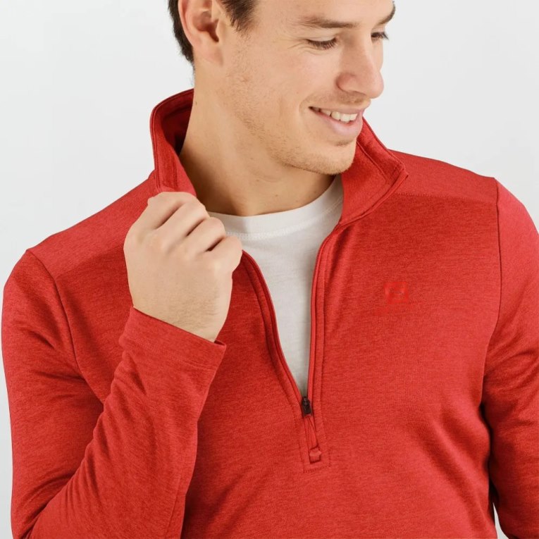 Red Salomon Essential Lightwarm Seamless Half Zip Men's Sweatshirt | IE BZ1603